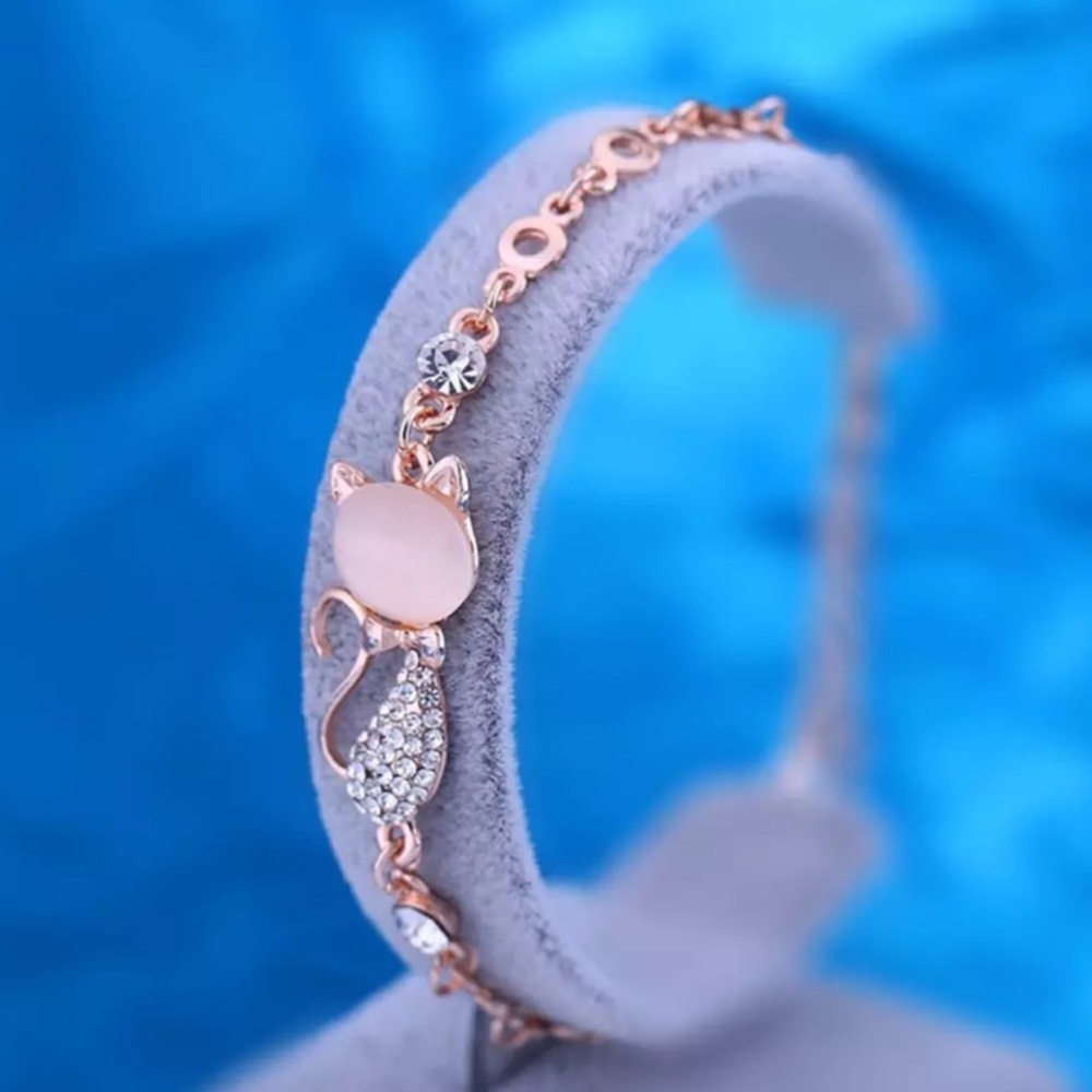Cute Cat Rhinestone Bracelet
